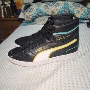 PUMA NWT MENS SZ 17 MID HOOPS BLACK TEAL BASKETBALL SNEAKER SHOES